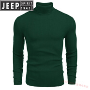 JEEP SPIRIT高檔2025男裝針織衫高領(lǐng)毛衣秋冬歐美長(cháng)袖套頭毛線(xiàn)衫 綠色 S 版型偏小，建議拍大一碼