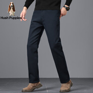 暇步士秋冬季高腰寬松休閑褲棉質(zhì)百搭褲子男士中青年商務(wù)直筒褲 黑色 34