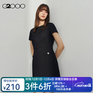 G2000【易打理】G2000女裝2025春秋商場(chǎng)優(yōu)雅通勤短袖連衣裙【G2】 不易皺-黑色A字型35寸 S /34