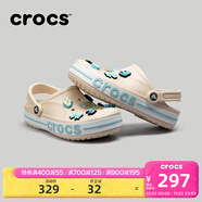 卡駱馳（CROCS）洞洞鞋貝雅卡駱班輕便耐磨一腳蹬休閑鞋|205089 冬日白/彩色-1LI 43 (270mm)