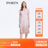 PORTS寶姿女裝夏季甜美通勤海鹽粉網(wǎng)紗刺繡連衣裙LM8D235MLP031 鹽粉色混色 XS (2)