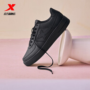 特步男鞋板鞋運動休閑鞋情侶鞋子板鞋舒適百搭旅游鞋子小白鞋 黑/黑底【女款】 新舊款隨機發(fā)貨 37