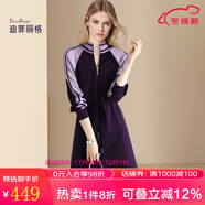 迪菲麗格歐美復古運動(dòng)風(fēng)針織連衣裙女2025春季新款通勤百搭毛衣裙 圖片色 S