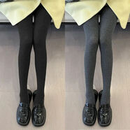 唯哲思2025新款打底褲收腹豎條紋女外穿顯瘦秋冬加絨加厚保暖螺紋連褲襪 黑+深灰/踩腳（格雷系穿搭）兩件裝 20 120克春秋薄款【70-110斤】