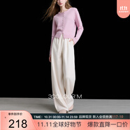三彩2025冬季新款松緊高腰闊腿褲慵懶休閑長(zhǎng)褲寬松垂感顯瘦M