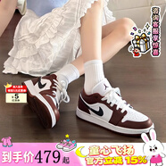 耐克（NIKE）Jordan AJ1板鞋2025冬季新款女鞋復古運動(dòng)鞋大童休閑鞋運動(dòng)鞋 HF3188-102/婚鞋 37.5