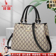 袋鼠品牌真皮包女包牛皮2025新款中年女士手提包斜挎包送媽媽生日禮物 蝴蝶黑色（禮盒+禮品袋）