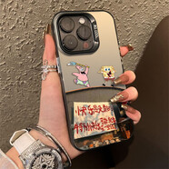 何佳功蘋(píng)果17promax手機套蘋(píng)果15promax手機殼13時(shí)尚15pro創(chuàng  )意個(gè)性12可愛(ài)海綿寶寶14pro17Air殼 快樂(lè )海綿寶寶-黑色彩銀IMD iPhone15ProMax