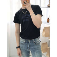 卷毛男裝短袖男士T恤夏季字母印花打底衫潮流ins情侶裝半袖衣服 黑色0521 S S