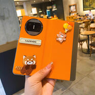 華為matex6折疊屏手機殼全包matex5手繩耐臟matex3帶支架防摔 [橙色翻蓋皮套]小熊送支架 華為 Mate X3 典藏版