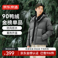 京東京造羽絨服男鴨絨加厚防寒工裝面包服短款冬季外套衣服 灰色 S