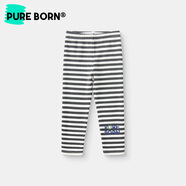 博睿恩（Pureborn）女寶寶打底褲春秋季嬰童彈力緊身褲休閑百搭長褲子 深灰條 90