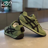 羅賓賜品牌輕奢男鞋秋冬新款牛皮百搭休閑運動(dòng)鞋子男士增高軟底小白鞋男 568綠色-高端男鞋 40