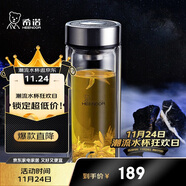 希諾（HEENOOR）抗菌玻璃杯雙層防燙辦公車(chē)載水杯男高檔泡茶杯子X(jué)N-9303 360mL
