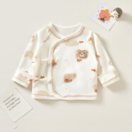 英氏（YEEHOO）新生兒半背裝0-3個月嬰兒上衣春秋季新生嬰兒服裝嬰兒和尚服裝類 半背_親子熊黃色 59 cm