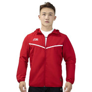 LINING李寧運動(dòng)風(fēng)衣男戶(hù)外跑步健身休閑修身開(kāi)衫連帽外套新款夾克沖鋒衣 公牛紅運動(dòng)風(fēng)衣301-4 S