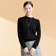 春竹【孤品斷碼撿漏】正品清倉100%純羊毛衫全新毛衣女針織衫售完無(wú)補 特黑 無(wú)縫一體圓領(lǐng)套衫 M ( 95CM）