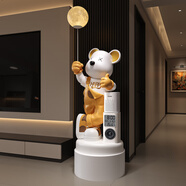 吉召暴力熊大型擺件落地客廳電視柜沙發(fā)旁家居裝飾品喬遷之喜搬家禮物 橙色背帶熊加底座（時(shí)鐘+小愛(ài)音箱）總高143CM 無(wú)規格