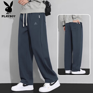 花花公子休閑褲男冬天加絨彎刀褲秋冬款寬松直筒鐮刀香蕉褲子冬季加厚男褲 BC018深灰色 5XL 【（40-41碼）體重195-210斤】