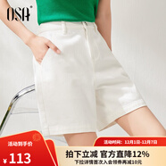 歐莎（OSA）薄款小個(gè)子白色外穿高腰直筒牛仔褲短褲a字版型女夏季新款 白色 M