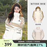 駱駝（CAMEL）風(fēng)暴戶(hù)外暴雨防水沖鋒衣女三合一工裝外套登山服   S