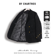 Chartres小紅書(shū)爆款2025秋冬新款西裝羽絨外套 小個(gè)子中款90白鴨絨棕色羽 高級黑 XL135-150斤 均碼