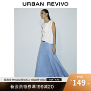 UR2025秋季新款女裝休閑復古分割線(xiàn)腰帶牛仔半裙UWM850112 藍色 XXS