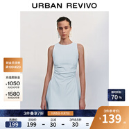 UR2025春季新款女摩登氣質(zhì)褶皺收腰顯瘦無(wú)袖連衣裙UYY750030 淡藍(lán) M