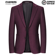 查利德斯輕奢韓版羊毛西服男秋冬新款保暖舒適商務(wù)休閑免燙小西裝外套男 2502深棗紅【抗皺免燙款】 2XL 185碼/52【建議155-165斤穿】