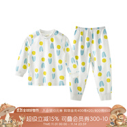 aqpa【195g新疆棉】嬰兒內(nèi)衣套裝純棉衣服秋冬男女寶寶兒童秋衣秋褲 幾何草 73