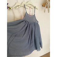 透明薄紗連衣裙日系森女風(fēng)雪紡吊帶連衣裙女夏季法式覆古顯瘦寬松 灰藍色 衣長(cháng)90不含吊帶