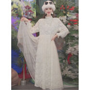 2025早秋新款感法式溫柔風(fēng)長(cháng)袖連衣裙蕾絲百搭寬松秋冬打底裙 白色 M M