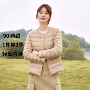 【京東直采】90絨輕薄羽絨服女短款排骨修身舒暖可內搭易收納外套 駝色 （圓領(lǐng)款） 2XL （128-138斤）