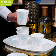 思佰得家用骨瓷碗碟套裝創(chuàng  )意陶瓷飯碗喝湯大碗簡(jiǎn)約泡面碗酒店西餐盤(pán)子 水杯