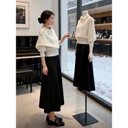 小紅書(shū)米白色不規則翻領(lǐng)針織衫毛衣女可外穿內搭秋冬感韓系慵 米白色版 L 建議110-120斤