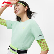 李寧短袖t恤女夏季新款圓領(lǐng)寬松透氣跑步健身韓版時(shí)尚百搭半袖上衣 清涼綠86 S