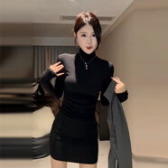小紅書(shū)爆款半高領(lǐng)黑色配大衣內搭內搭洋裝子女早春季05新款氣質(zhì)包 [黑色]廳里廳氣/大方得體/法式氣 40/45kg/S 均碼