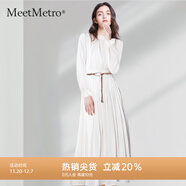 MeetMetro瑪依爾2025秋季新款法式氣質(zhì)連衣裙女羅馬假日度假女神裙子 奶白 XL
