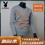 花花公子（PLAYBOY）高端秋冬季新款男士長(cháng)袖t恤高端v領(lǐng)打底衫男加絨加厚保暖百搭上衣 不加 絨-淺灰 L 適合【110-125斤】