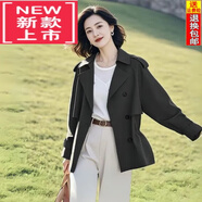 東方鴨2025年春季新款常規款寬松外套女小個(gè)子休閑綠色外穿氣質(zhì)風(fēng)衣外套 黑色 【顯瘦大方】【有里布】 XL 【建議115-130斤】