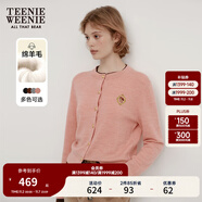 Teenie Weenie小熊秋季綿羊毛軟糯毛針織開衫簡約通勤毛衣外套女裝 粉色 XS (155)