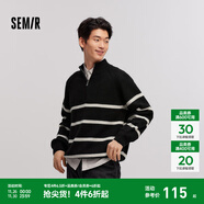 森馬（Semir）森柔|毛衫男冬季含羊毛針織衫老錢(qián)風(fēng)拉鏈半開(kāi)襟毛衣情侶內搭 黑白色調00391 M