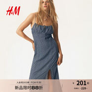 H&M2025秋季新款女裝吊帶連衣裙1296041 深藍色/花卉 XXS 150/76