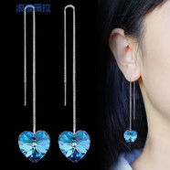 恒久葉925銀針韓國時(shí)尚925銀針長(cháng)款流蘇鑲水鉆氣質(zhì)耳飾 海洋之心耳線(xiàn)EX-09