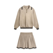 小紅書(shū)爆款甜美氣質(zhì)寬松學(xué)院風(fēng)兩件套裝秋季chic針織毛衣女2025新 燕麥色套裝 S(建議80-95斤) 均碼