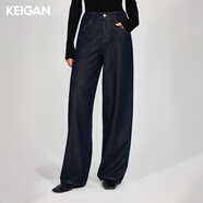 KEIGAN/強推B入 溫暖加絨新疆棉直筒&松緊腰八分弧形暖寶寶牛仔褲 經(jīng)典原牛藍(直筒褲)溫暖 加絨 L 38