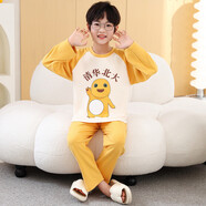 凱依美冬季圓領(lǐng)套頭男童睡衣保暖秋冬中大童兒童德絨家居服男孩薄 薄絨保暖/k132奶龍男 150 18碼145-cm身高65-80斤內