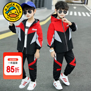 G.duck童裝男童秋裝套裝兒童服裝春秋季運動(dòng)套裝中大童風(fēng)衣外套男孩衣服 紅色兩件套qeegqcg 140 尺碼9~10歲【130-140cm】