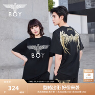 BOY LONDON【金翼鎖鏈】夏季短袖情侶款翅膀燙金潮牌涼感T恤N01918 黑印金N01918 經(jīng)典升級 M