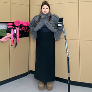 奉希170加長(cháng)版黑色直筒裙女秋冬加厚毛呢a字裙大碼胖mm開(kāi)叉包臀一步裙 黑色加長(cháng)款-88CM（西裝面料） M M建議80-100斤